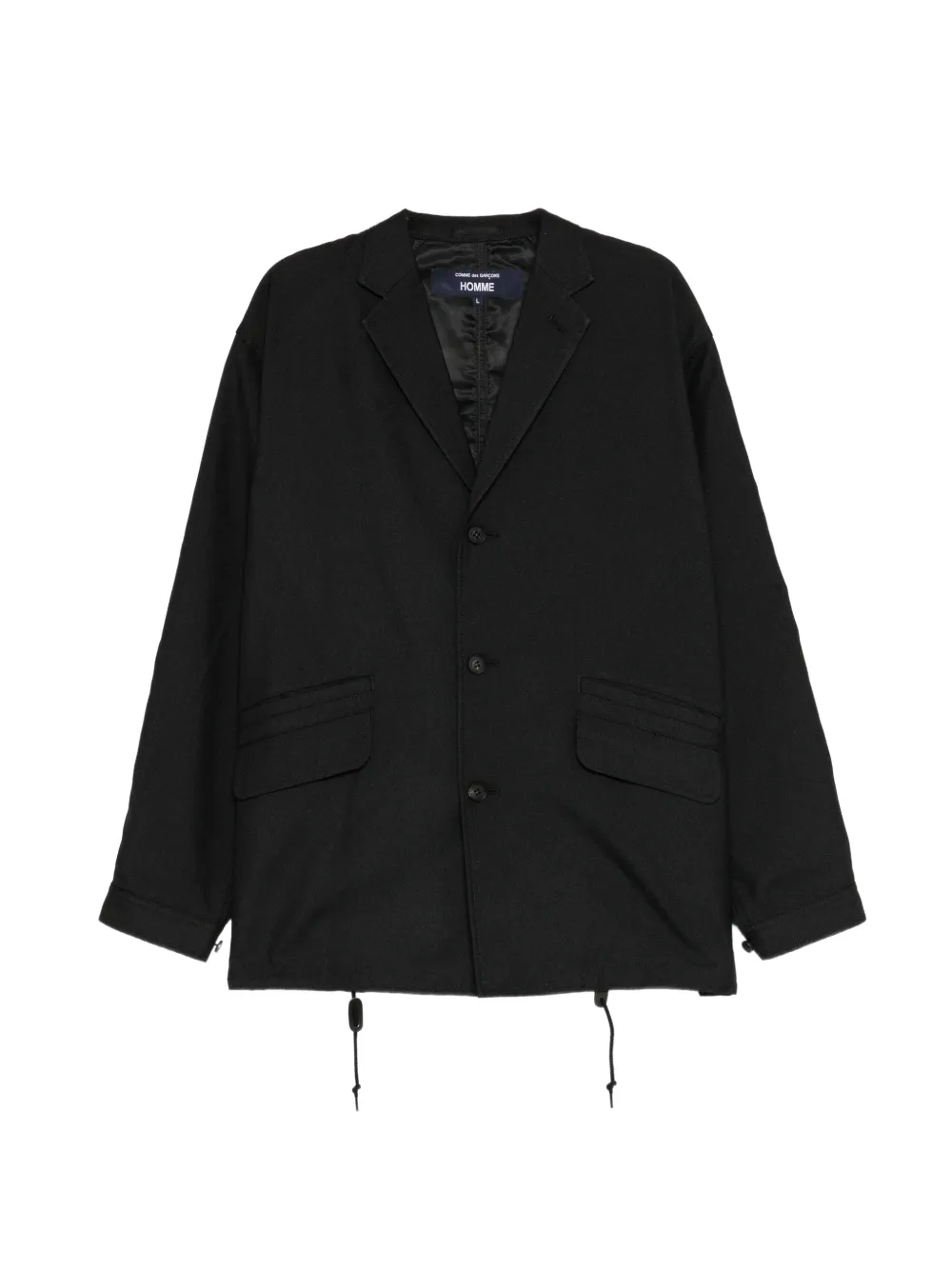 Comme des Garçons Homme Jack met enkele rij knopen Zwart