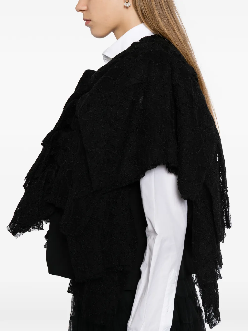 Comme Des Garçons Jack met kanten vlak en ruches Zwart