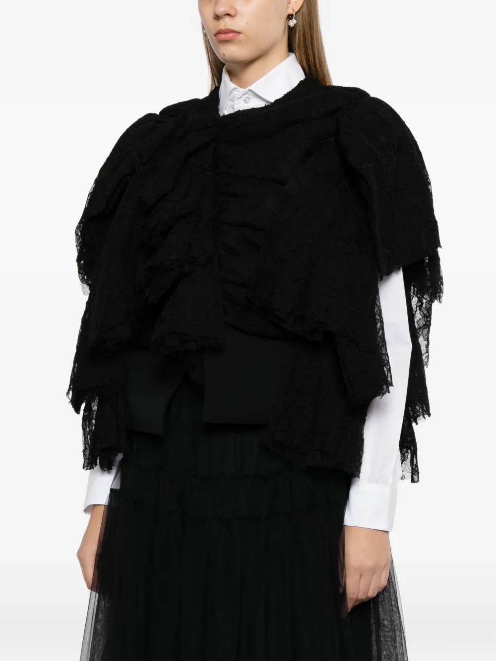 Comme Des Garçons Jack met kanten vlak en ruches Zwart
