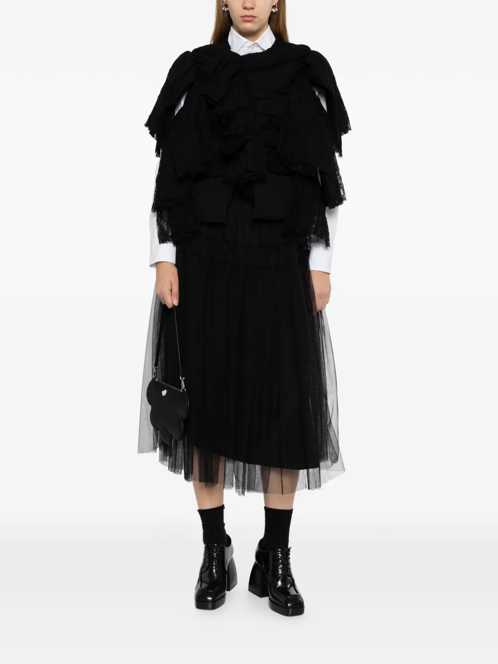 Comme Des Garçons Jack met kanten vlak en ruches Zwart