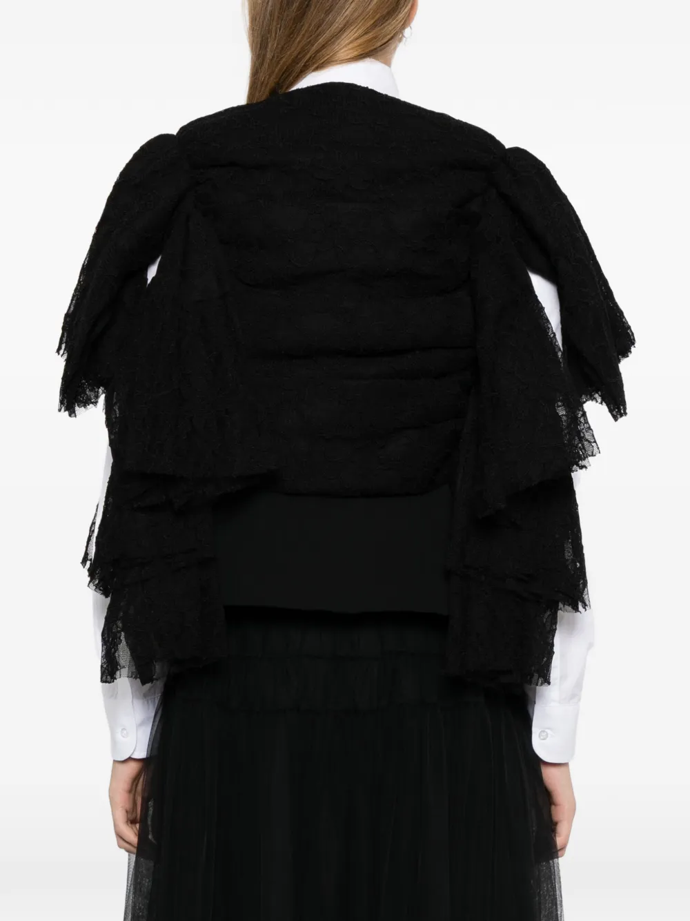 Comme Des Garçons Jack met kanten vlak en ruches Zwart