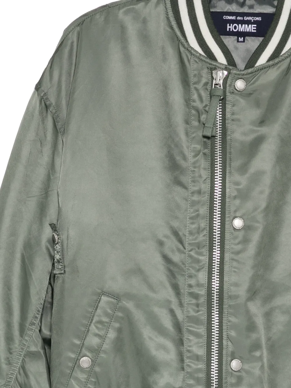 Comme des Garçons Homme Bomberjack met gestreepte afwerking Groen