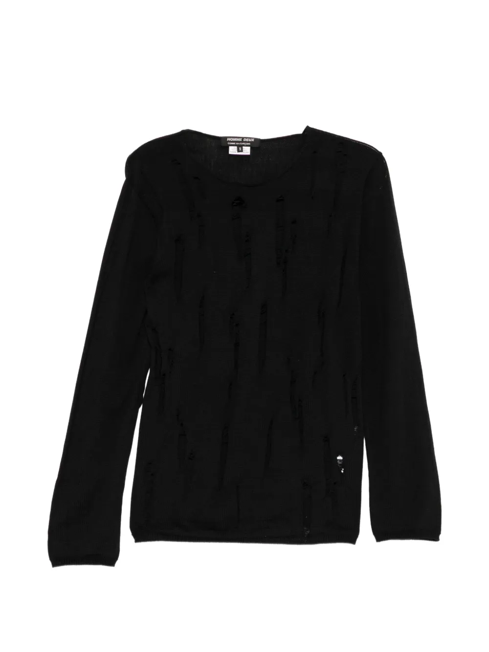 Comme des Garçons Homme Deux x Batoner trui met gerafeld effect en lange mouwen Zwart