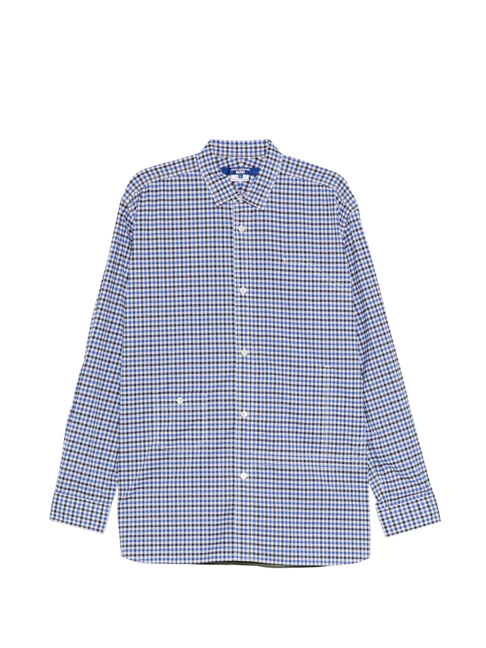 Junya Watanabe MAN gingham-check panelled shirt - Bleu Junya Watanabe MAN gingham-check panelled shirt - Bleu