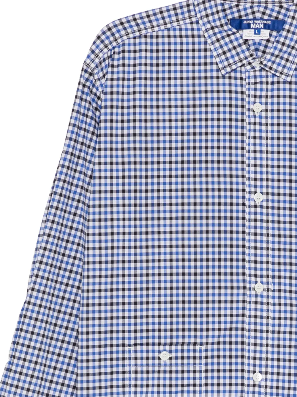 Junya Watanabe MAN Gelaagd overhemd met gingham-ruit en vlakken Blauw