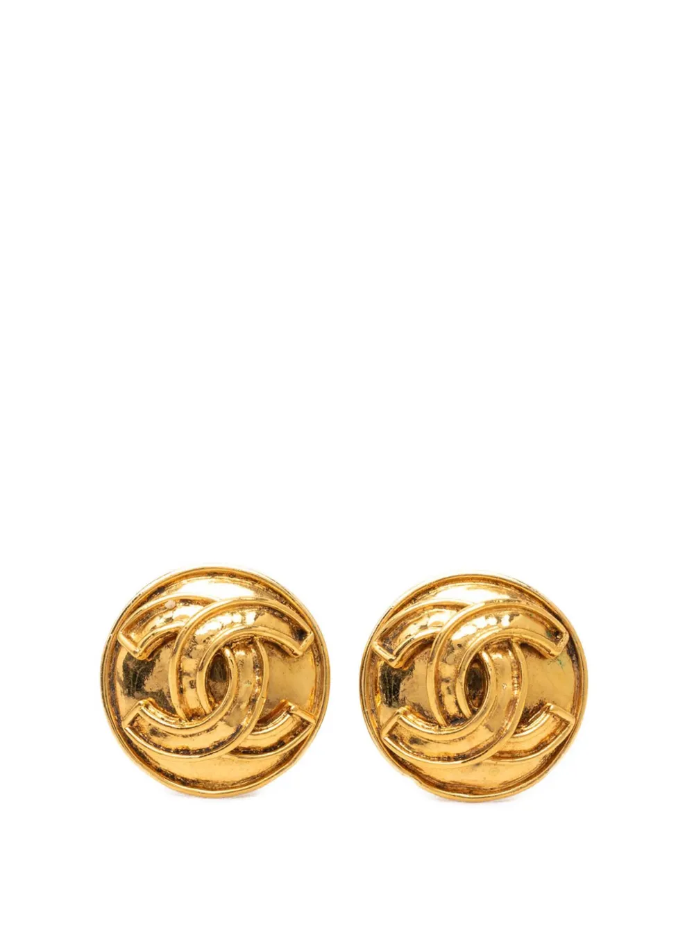 CHANEL Pre-Owned 1994 CC Gold Plated Round Clip On Earrings costume earrings - Oro