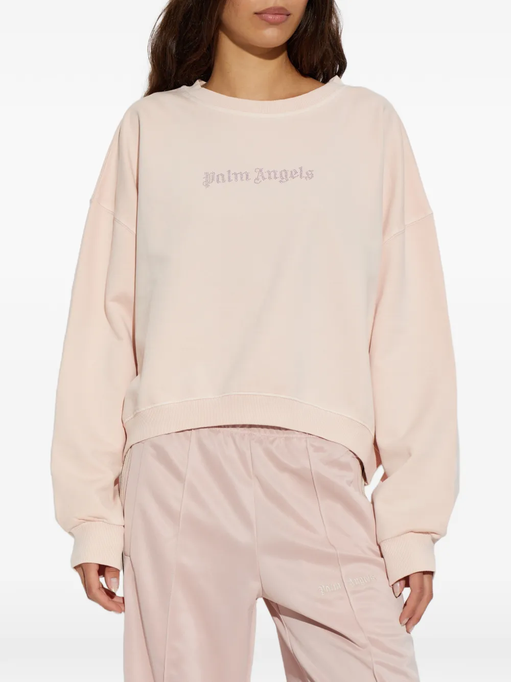 Palm Angels crystal-logo sweatshirt Roze