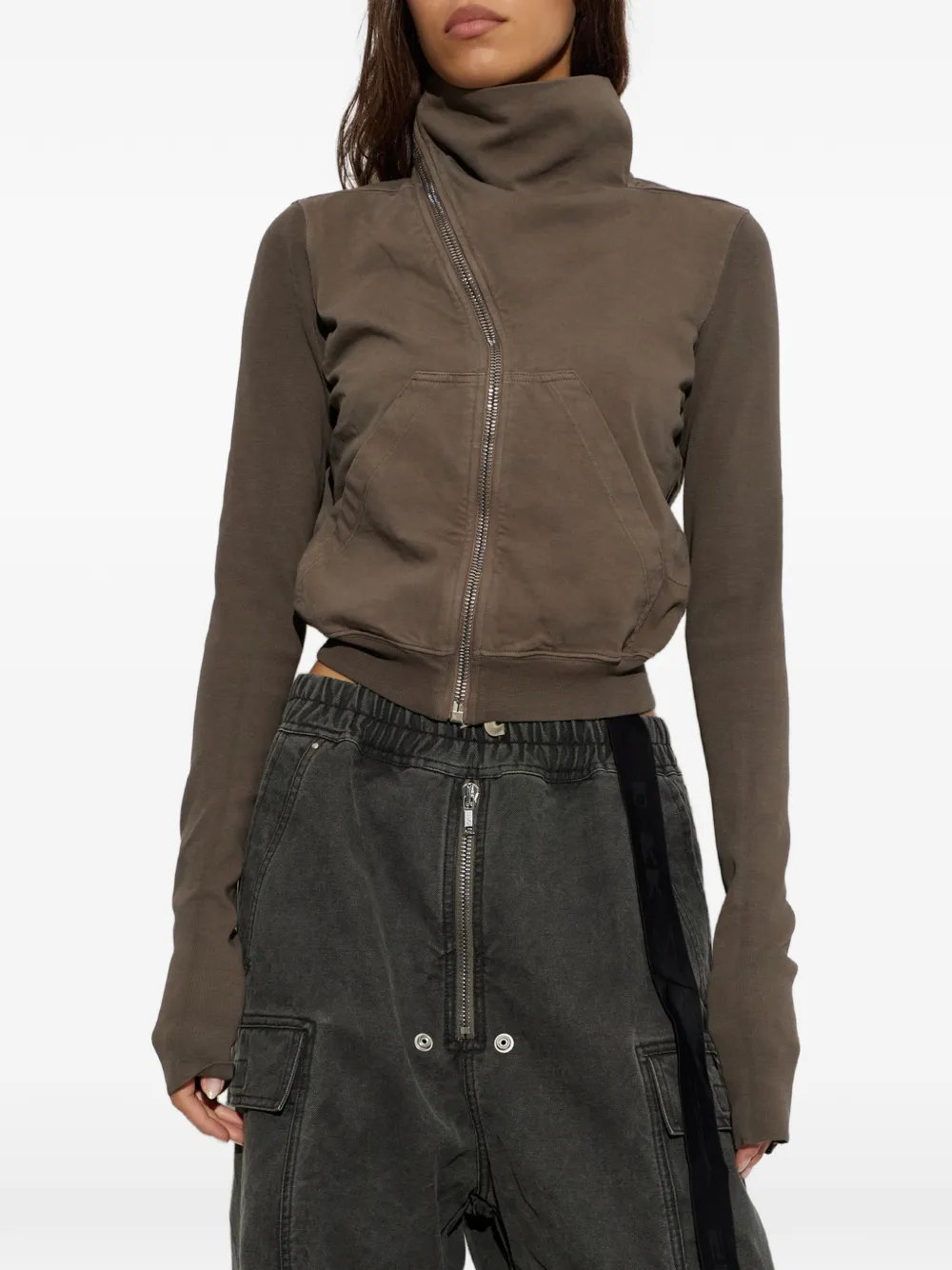 Rick Owens DRKSHDW asymmetric-zip sweatshirt Bruin