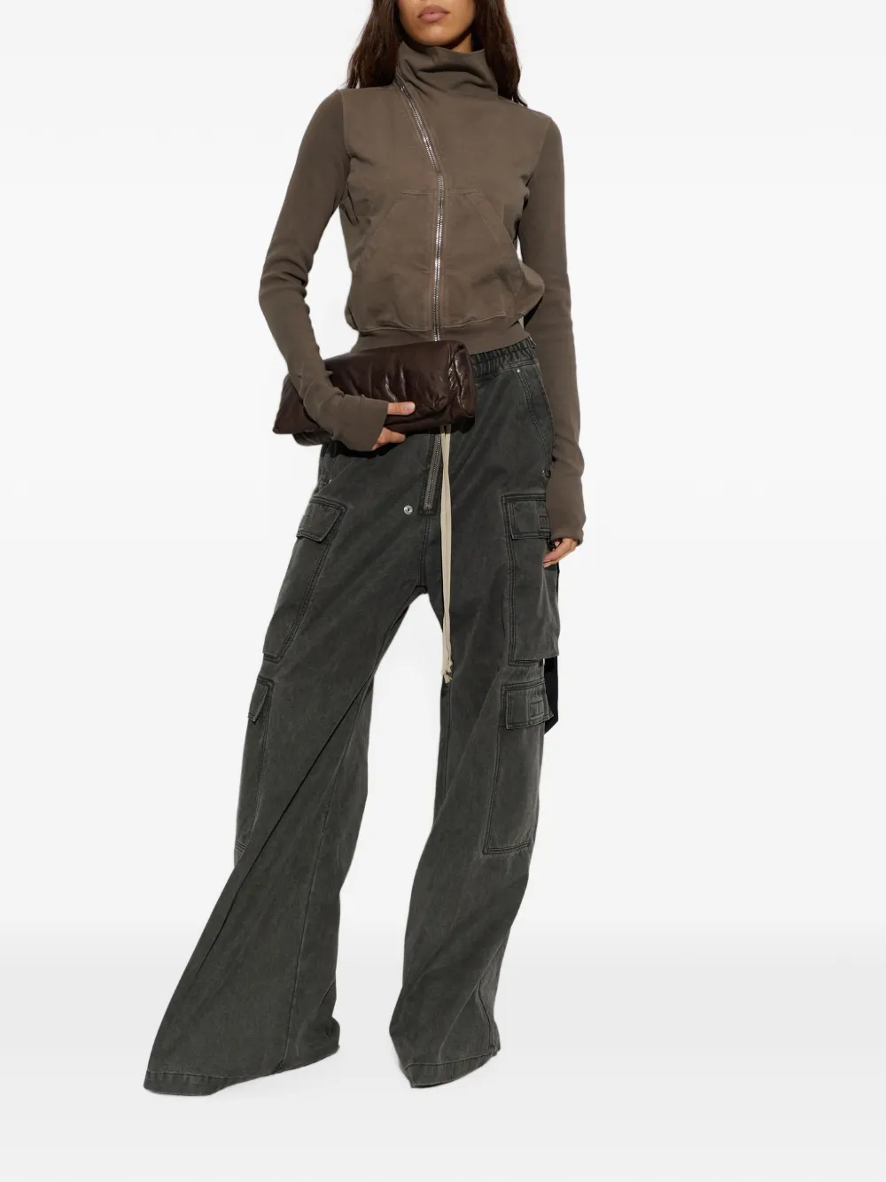 Rick Owens DRKSHDW asymmetric-zip sweatshirt Bruin