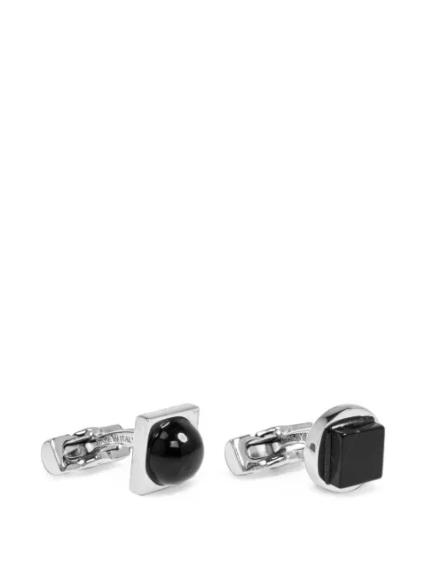 Ferragamo stone-embellished engraved-logo cufflinks