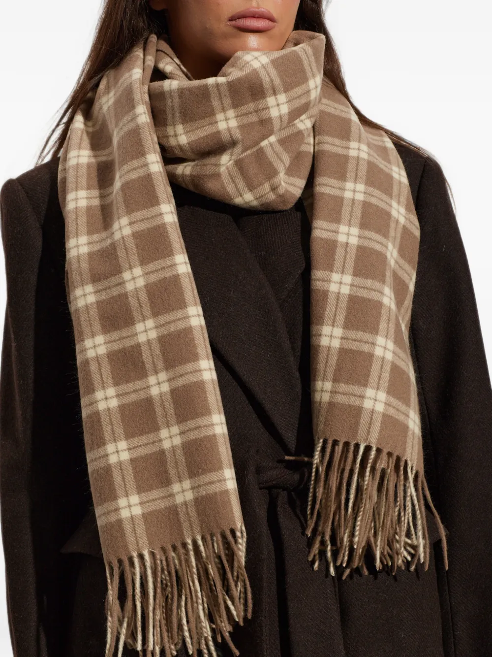 By Malene Birger Aurora geruite sjaal Bruin