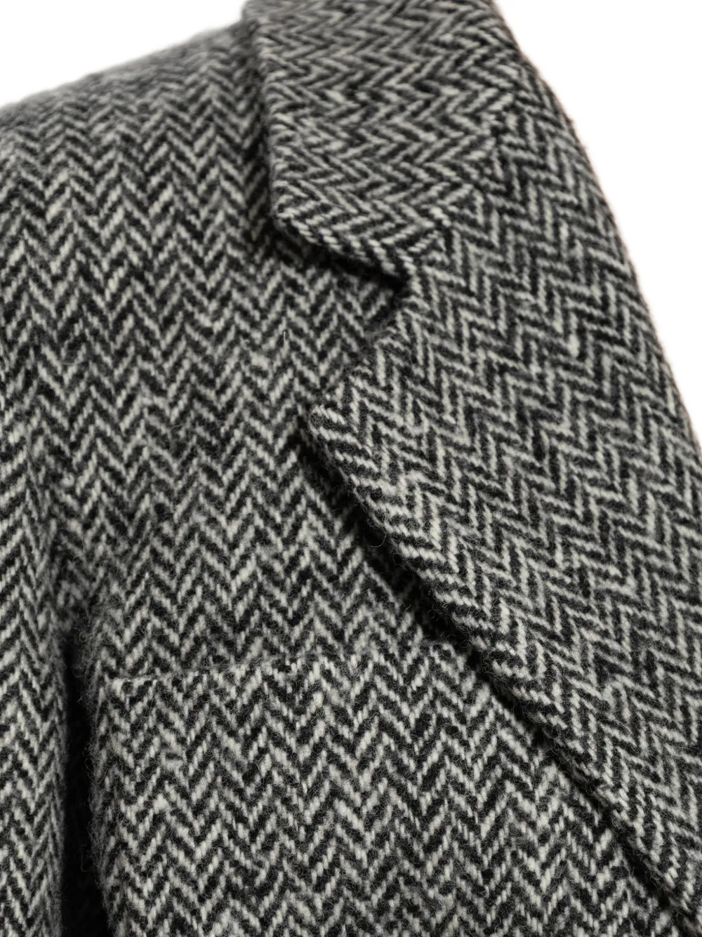 Valentino Garavani herringbone-pattern faux-fur-trim coat Grijs