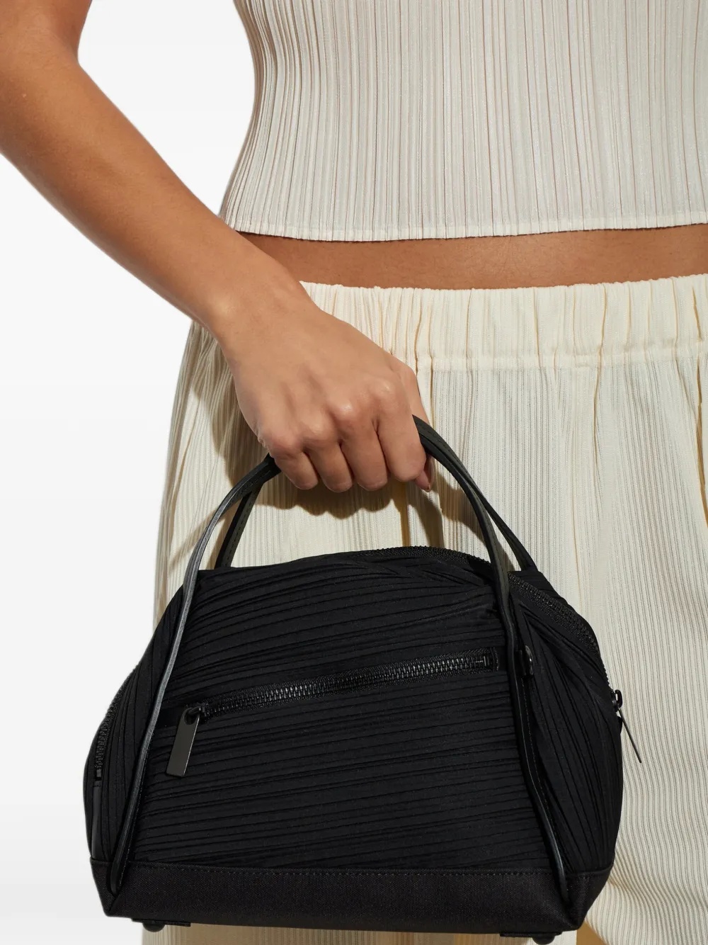 Pleats Please Issey Miyake Geplooide shopper Zwart