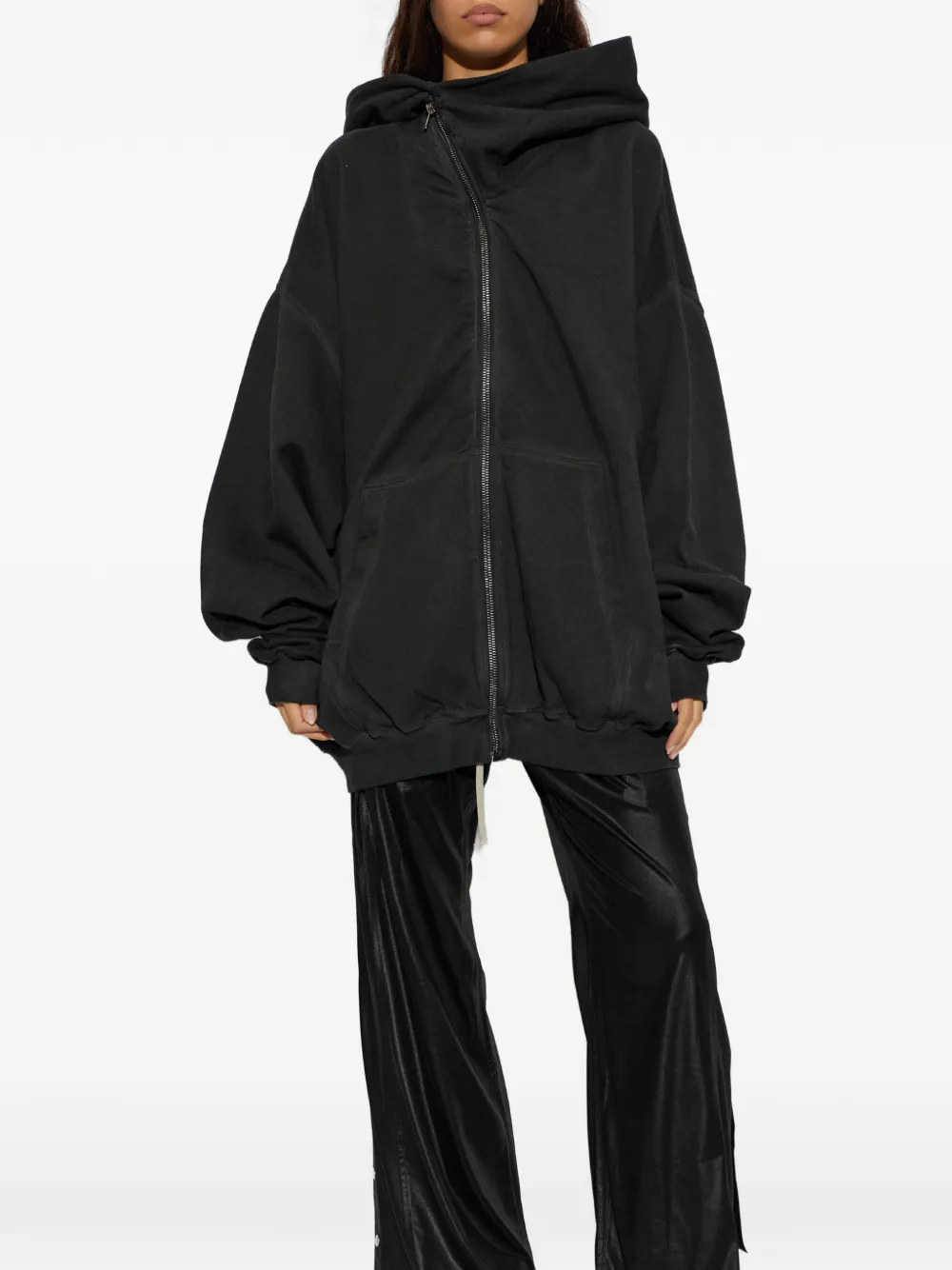 Rick Owens DRKSHDW Oversized hoodie met asymmetrische rits Zwart