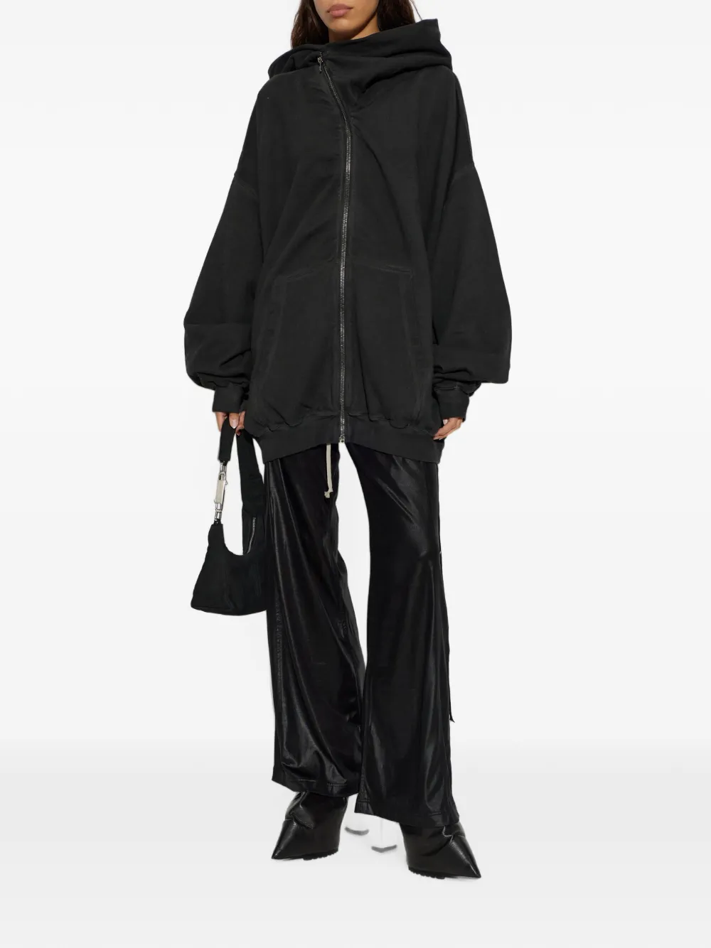 Rick Owens DRKSHDW Oversized hoodie met asymmetrische rits Zwart