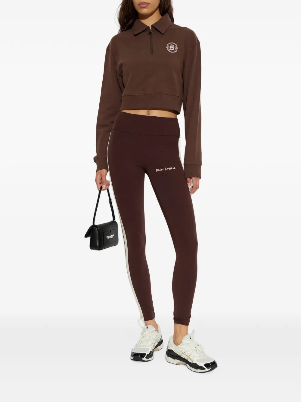 Palm Angels Cropped trui met kwartrits Bruin
