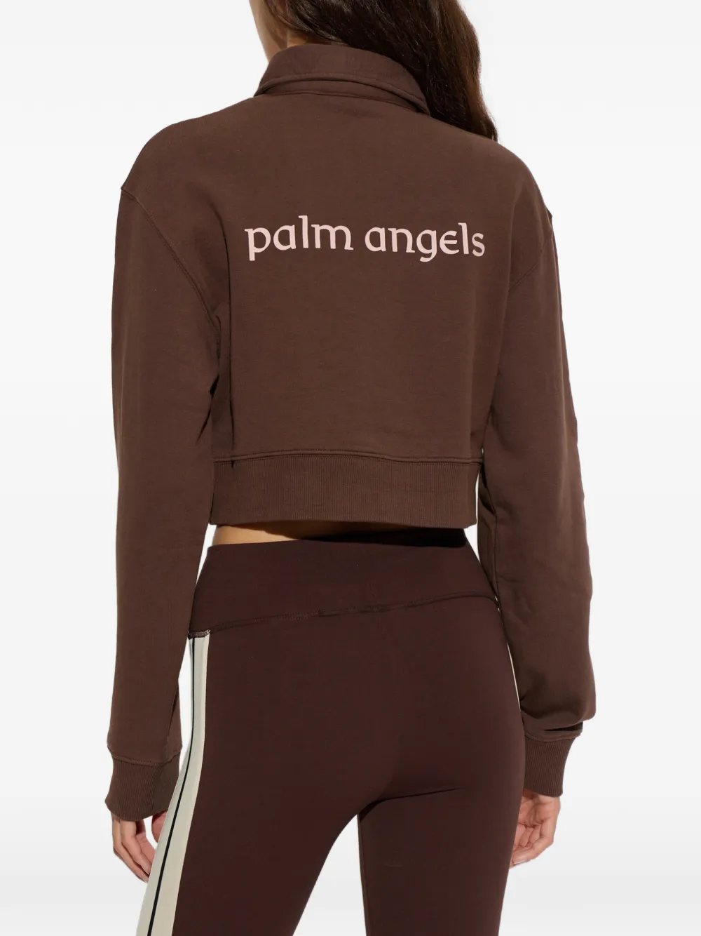 Palm Angels Cropped trui met kwartrits Bruin