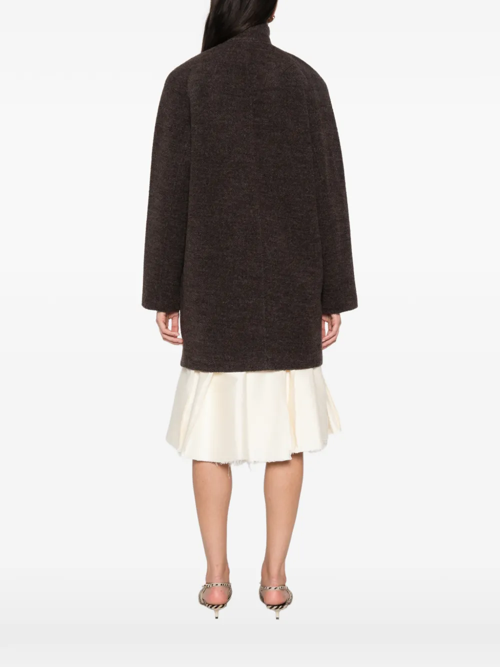 Samsoe & Samsoe High-neck Button-up Coat In Black