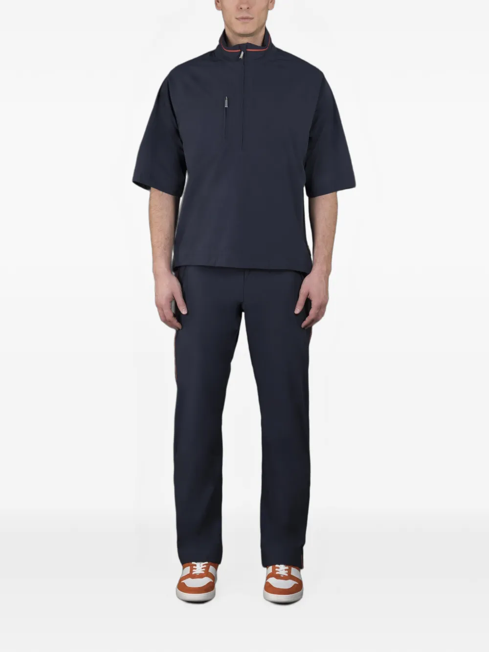 Moorer Jack met opstaande kraag en halve rits Blauw