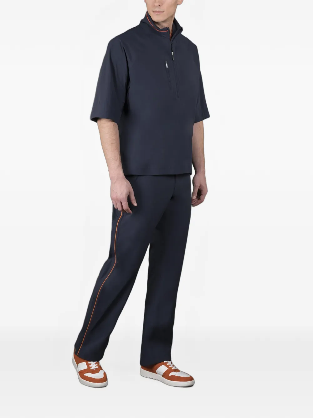 Moorer Jack met opstaande kraag en halve rits Blauw