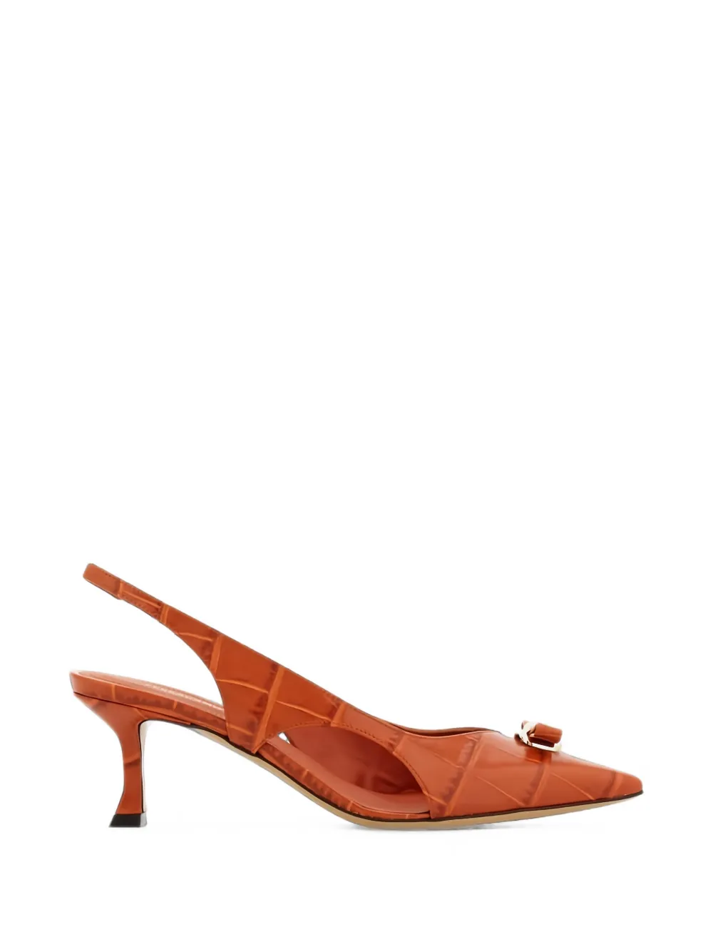 Ferragamo Zarula embossed pointed-toe pumps - Orange