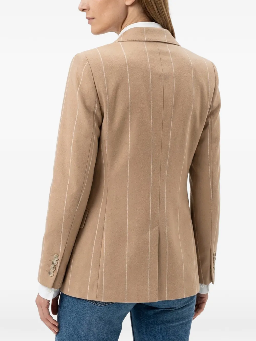 Eleventy Pinstriped Wool Blazer in Neutrals, view 2