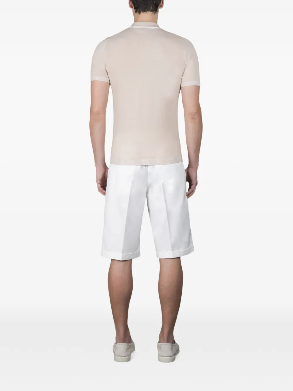 Moorer short-sleeve zip-up sweater Beige