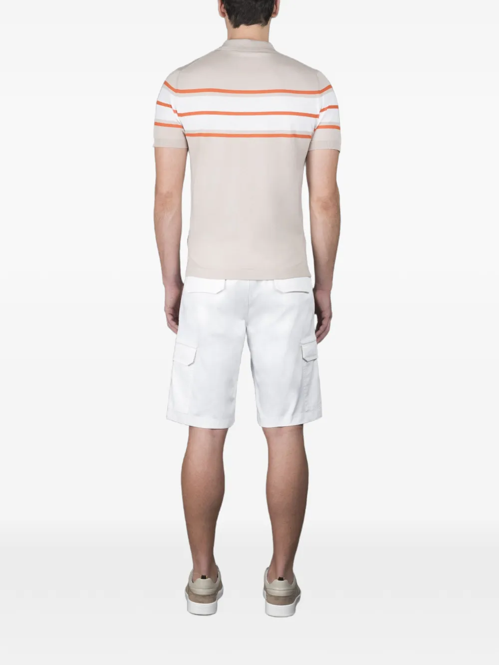 Moorer Gestreept poloshirt Beige