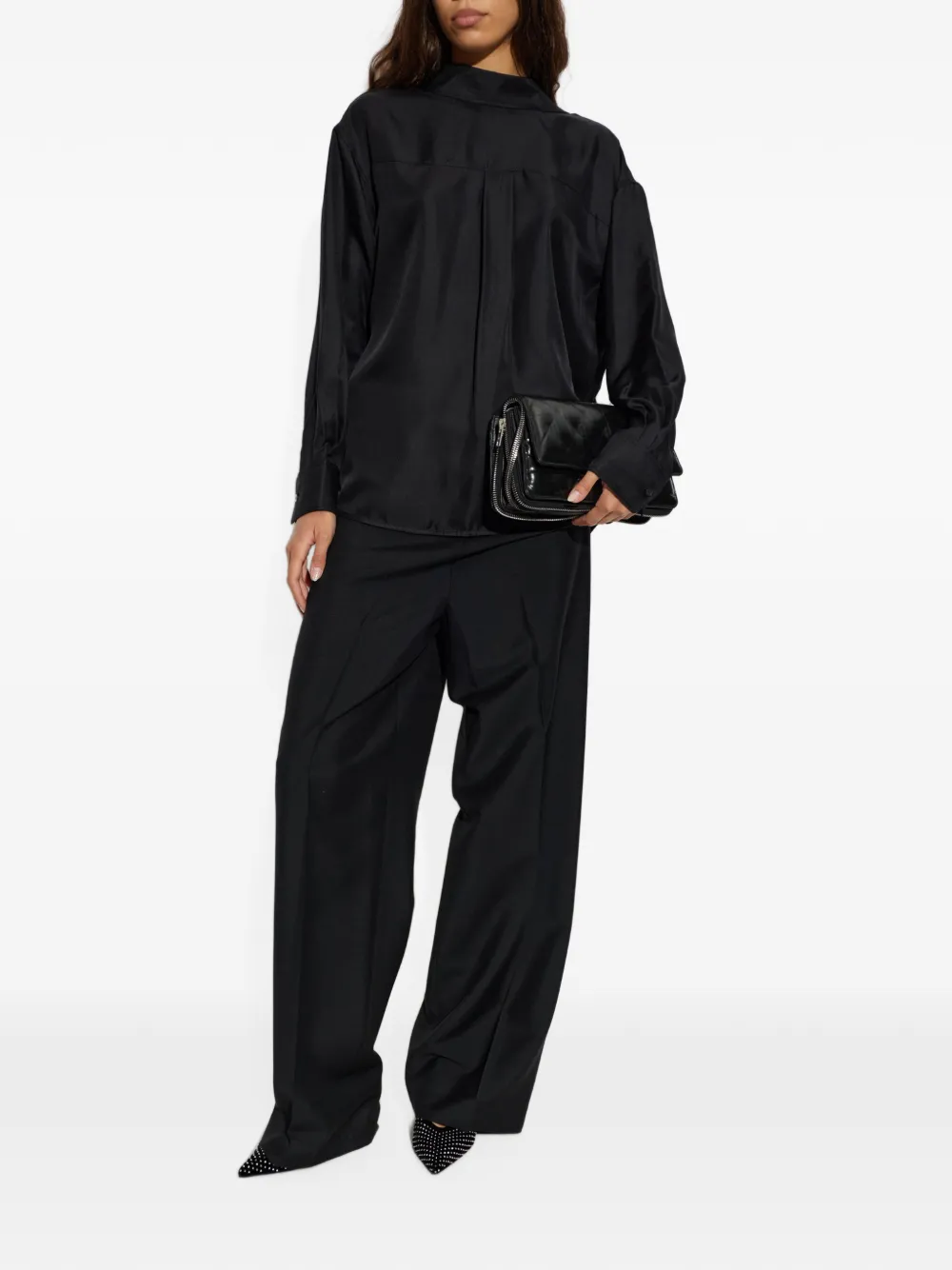 Alexander Wang Zijden blouse met omgekeerd detail Zwart