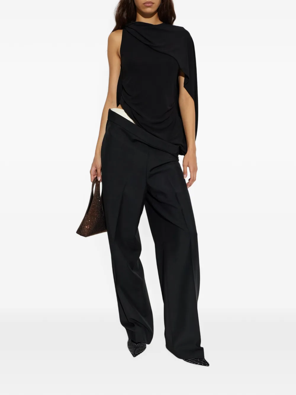 Alexander Wang Asymmetrische gedrapeerde top Zwart