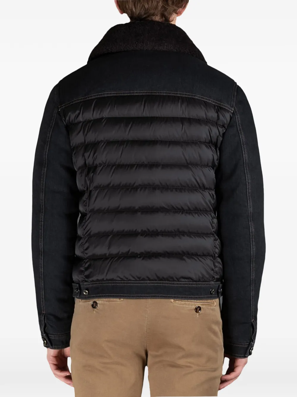 Moorer Gewatteerd denim jack Zwart