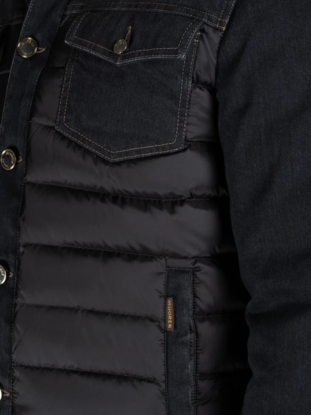 Moorer Gewatteerd denim jack Zwart