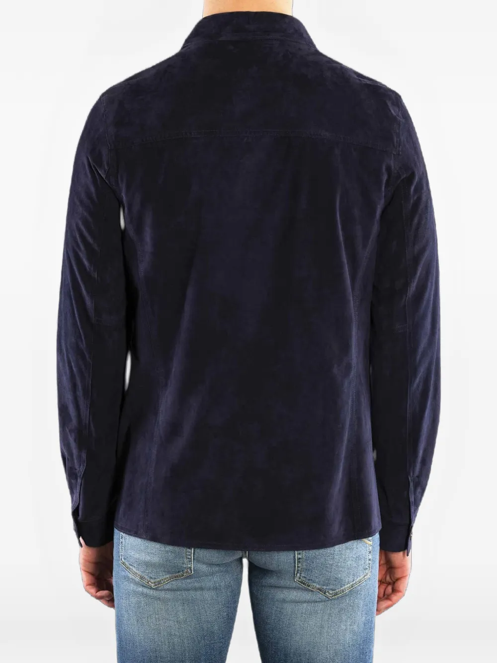 Moorer Suède jack met knopen Blauw