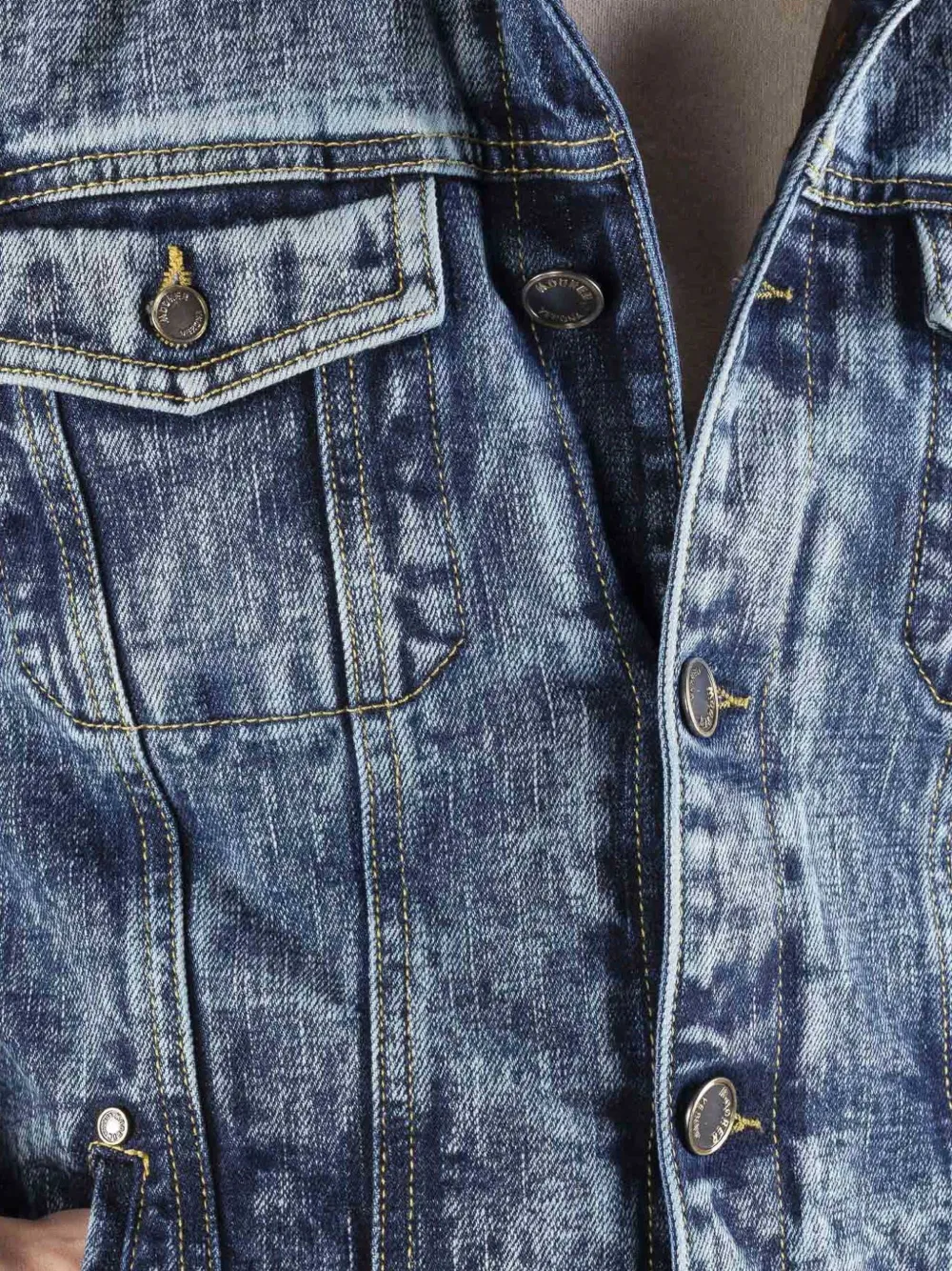 Moorer Denim jack met gemarmerde lammy kraag Blauw
