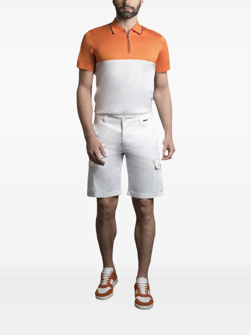 Moorer colour-block zip-fastening sweater Oranje