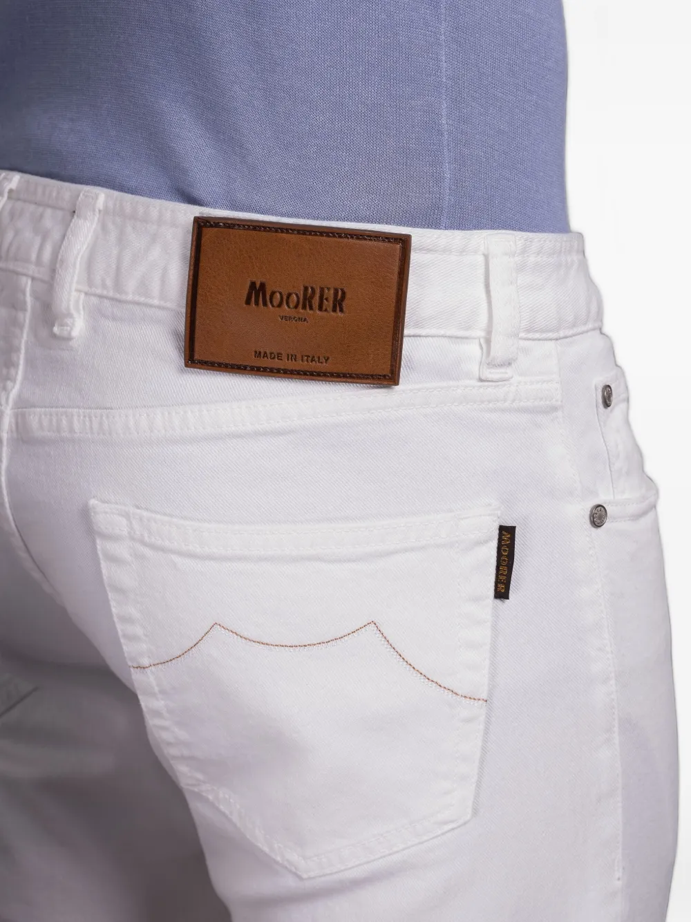 Moorer Jeans met vijf zakken Wit