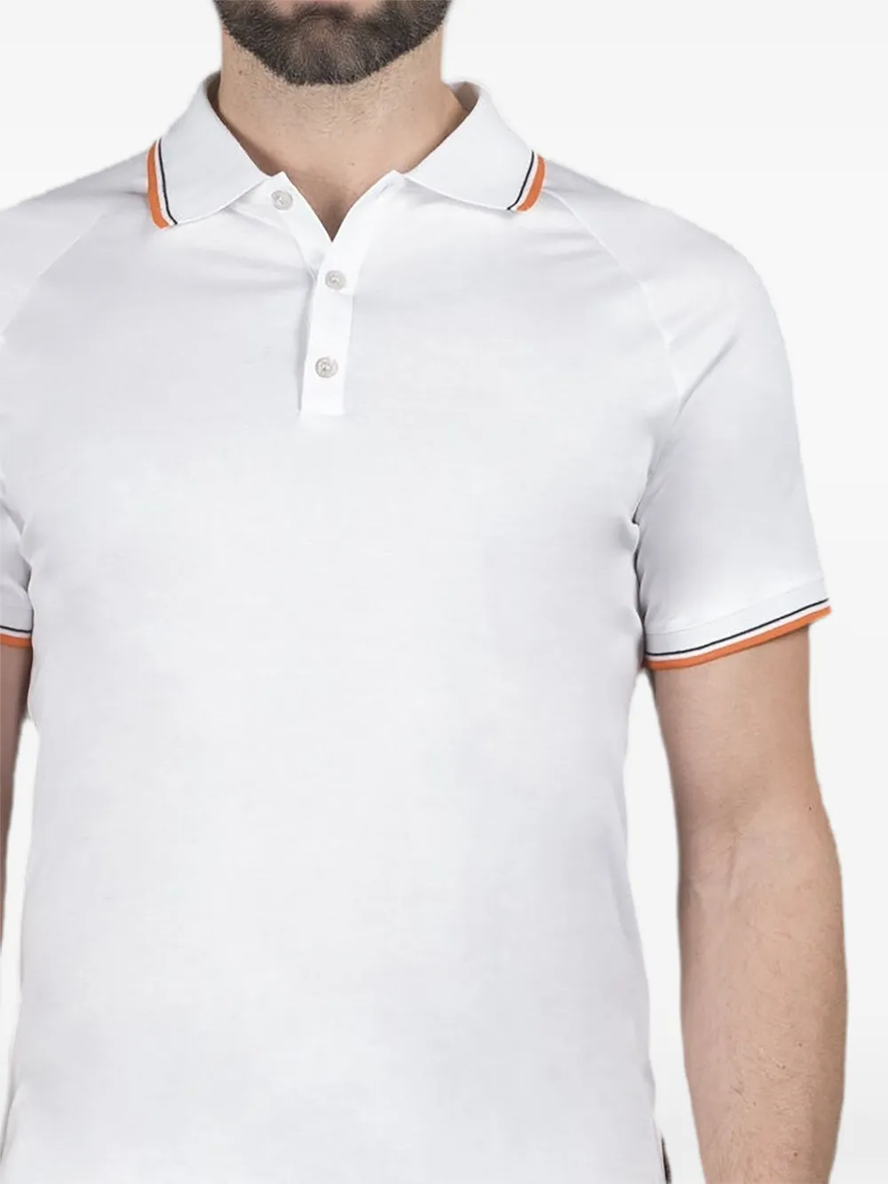 Moorer Gebreid poloshirt met contrasterende afwerking Wit