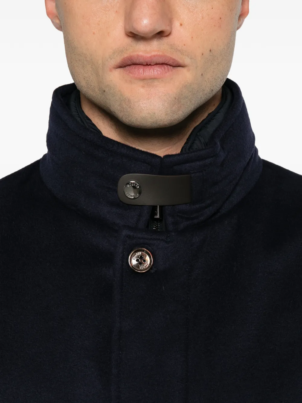 Moorer high-neck buttoned jacket Blauw