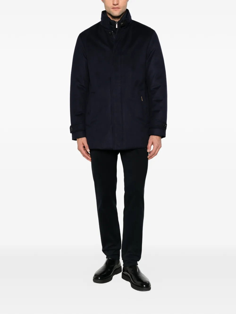 Moorer high-neck buttoned jacket Blauw