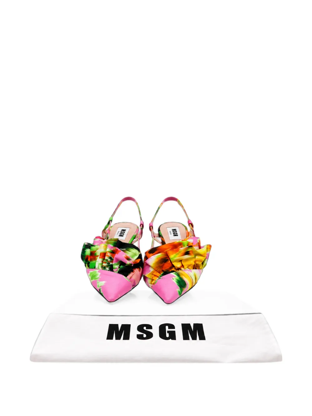 MSGM Floral ruffle slingback shoes - Rosa
