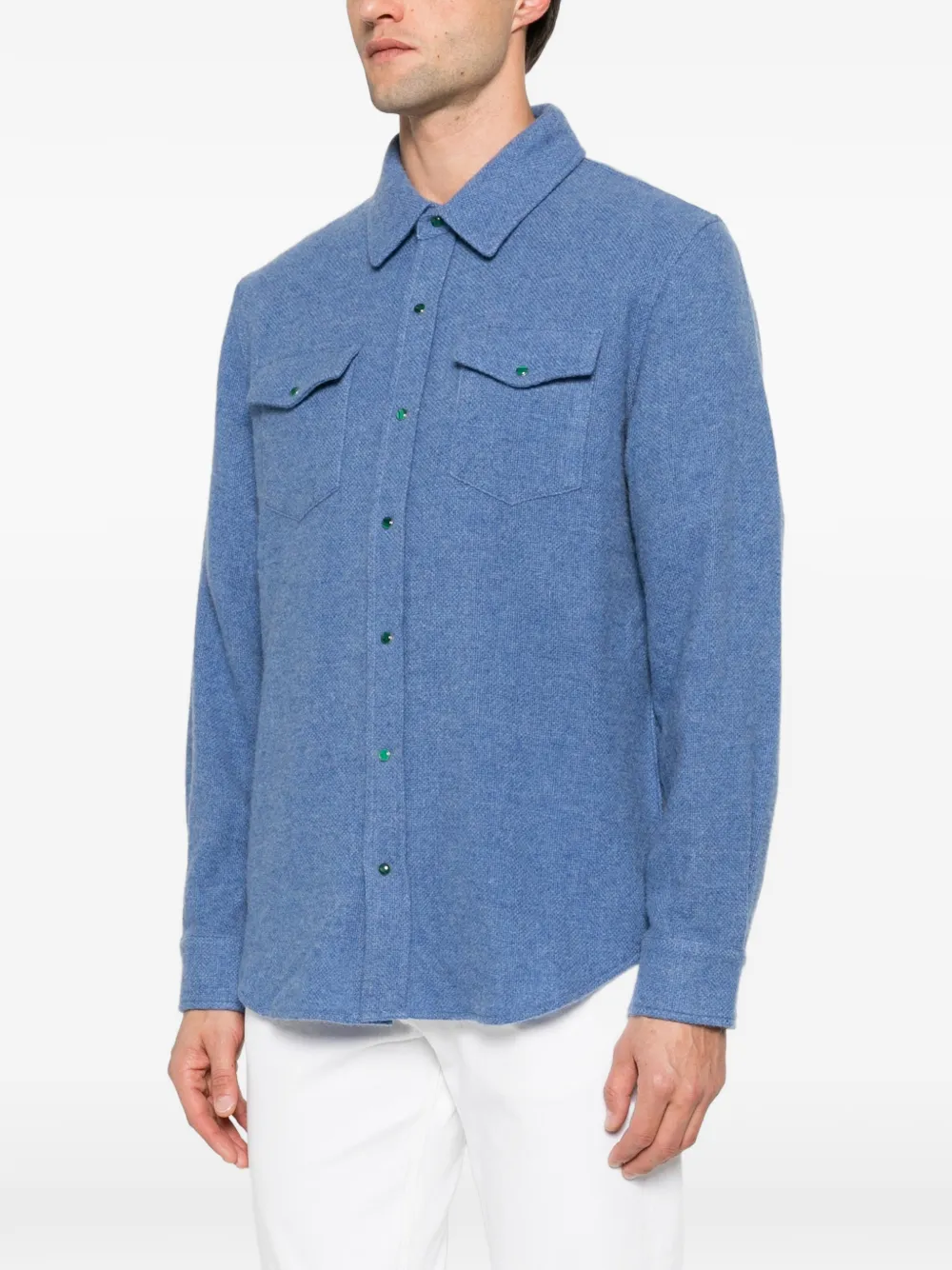GOD'S TRUE LINEN button-down flap-pocket shirt Blauw