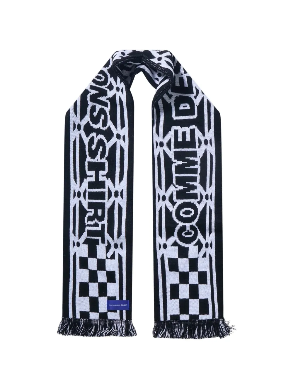 Comme Des Garçons Shirt intarsia-knit fringed scarf - Nero