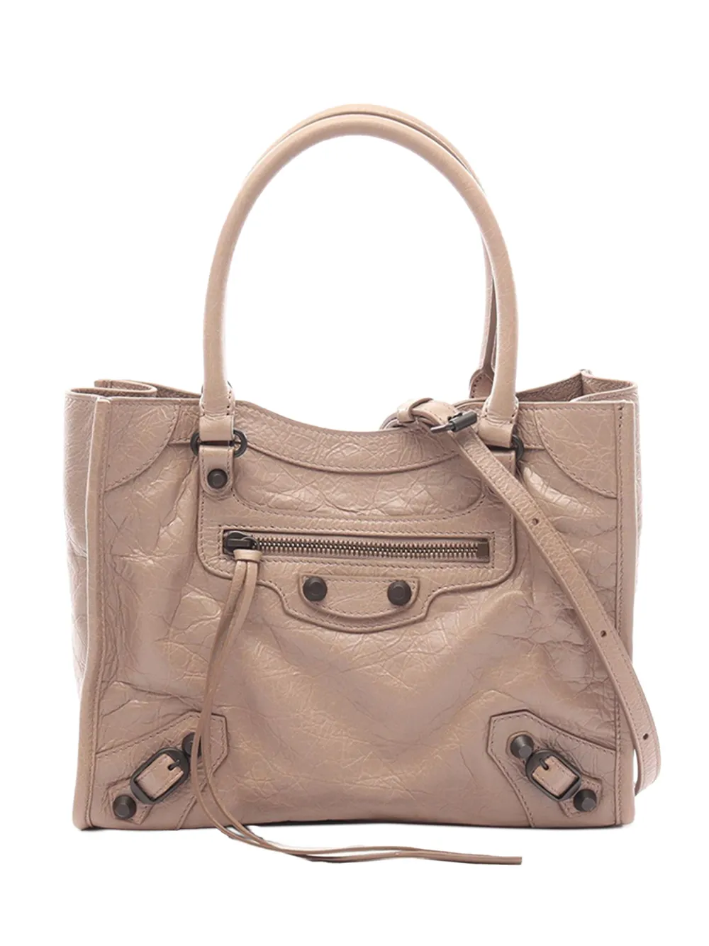 Balenciaga Pre-Owned 2018-2026 Mini lambskin Le City satchel - Toni neutri