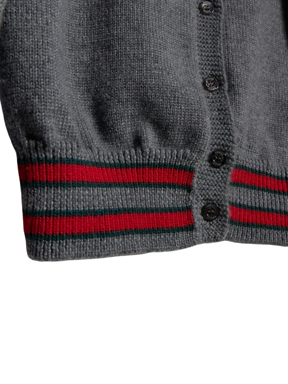 Gucci Kids Ribgebreid vest met streep Grijs