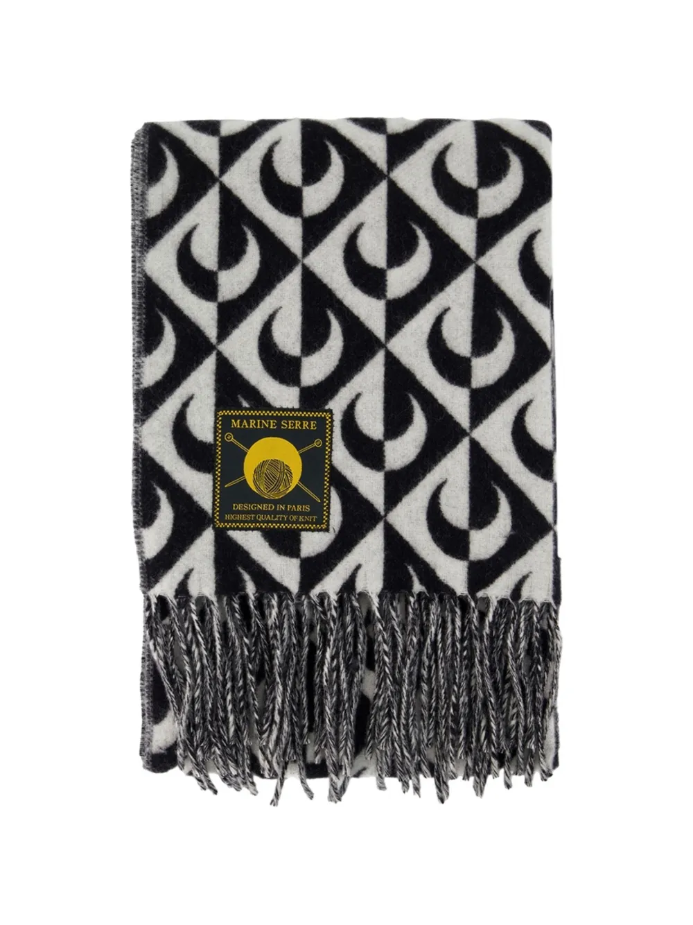Marine Serre Moon Lozenge wool scarf - Nero