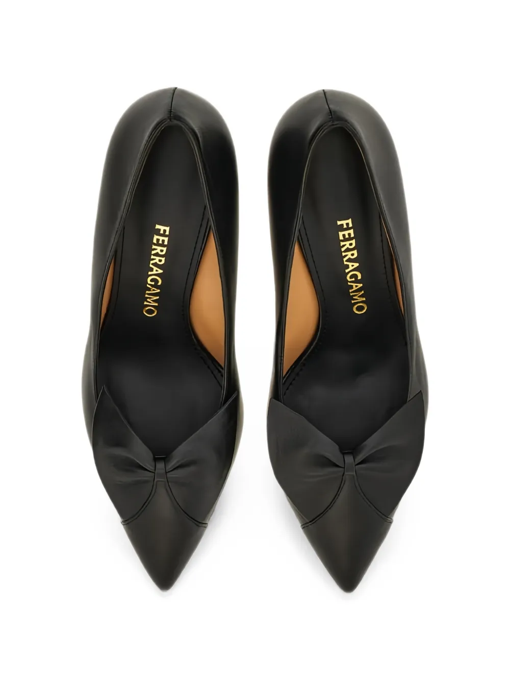 Ferragamo point-toe bow-detail heeled pumps Zwart