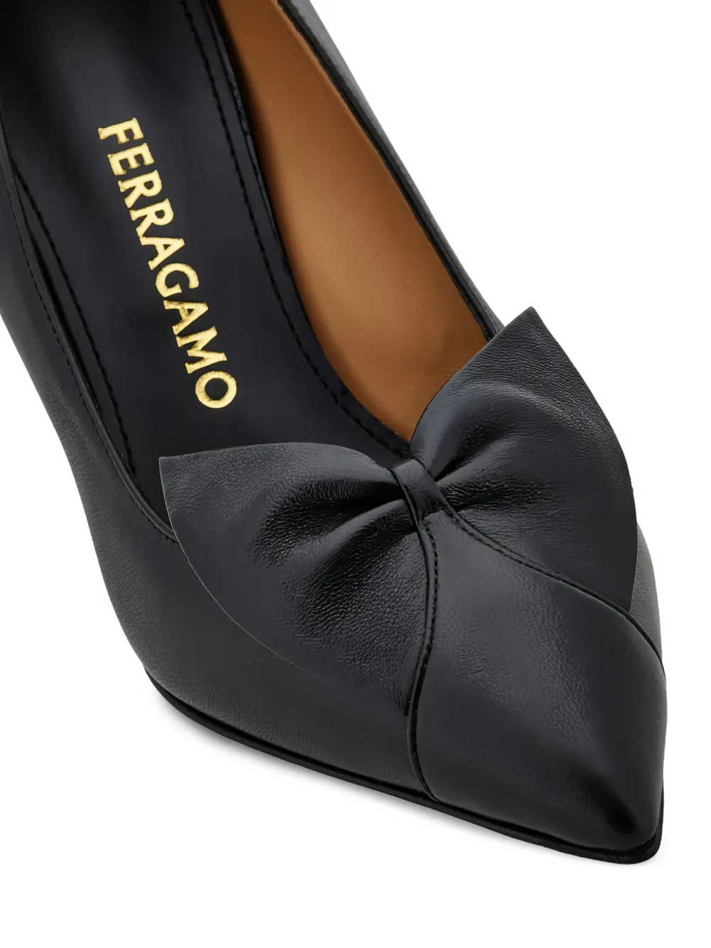 Ferragamo point-toe bow-detail heeled pumps Zwart