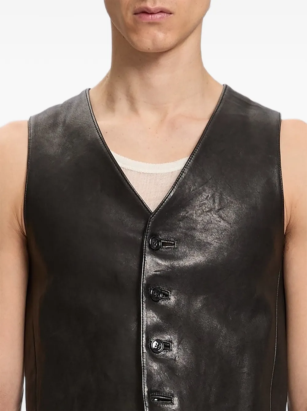 Ann Demeulemeester Alrik leather waistcoat Zwart