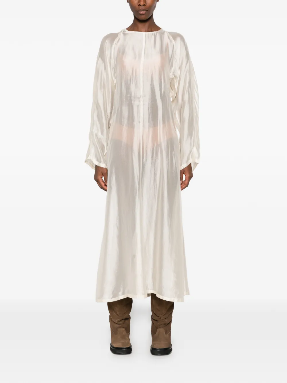 OUR LEGACY shimmering open-back maxi dress Beige