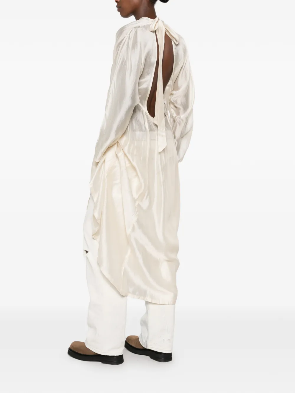OUR LEGACY shimmering open-back maxi dress Beige
